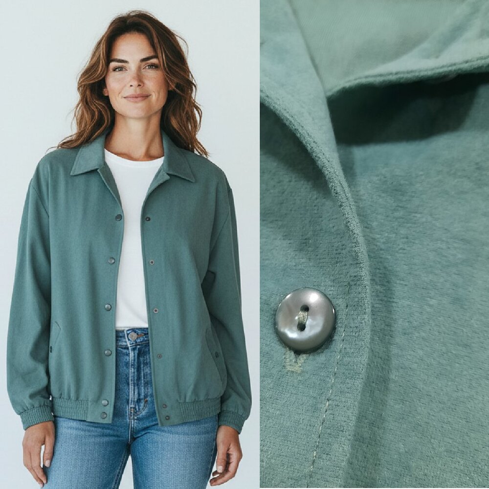 Vtg 70s green vegan suede jacket - Nina St. Claire brand